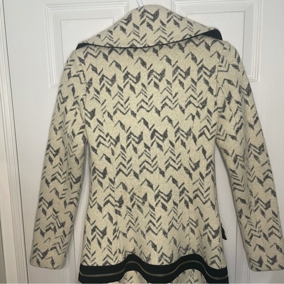 MARISSA Webb Printed Cream Wool Convertible Trench Coat pea coat extra small - Picture 8 of 10